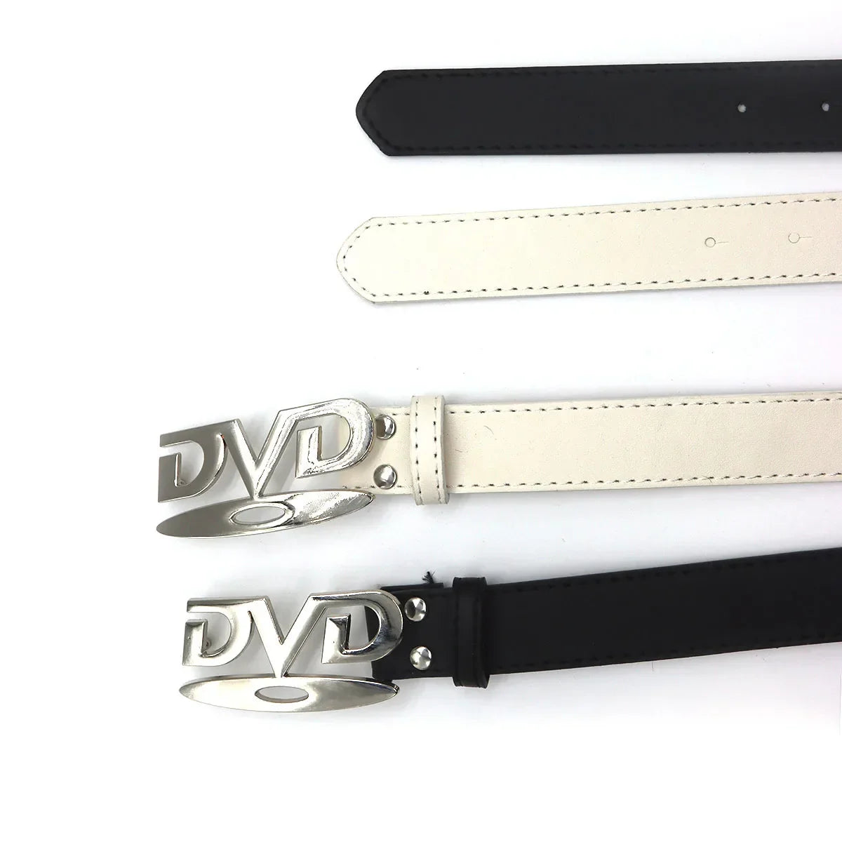 Unisex Nostalgic Design DVD Buckle Belt Men Women Decoration Paired with Jeans Waist Straps Belt Versatile Design Sense Belt