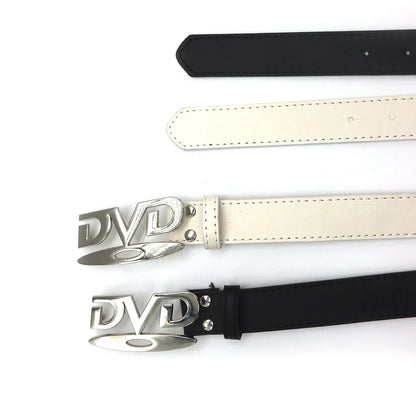 Unisex Nostalgic Design DVD Buckle Belt Men Women Decoration Paired with Jeans Waist Straps Belt Versatile Design Sense Belt