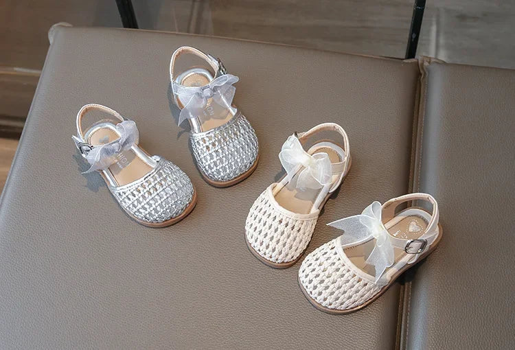 Kids Girls Shoes Children's Woven Sandals New Summer Popular Roman Shoes Children's Soft-soled Princess Shoes
