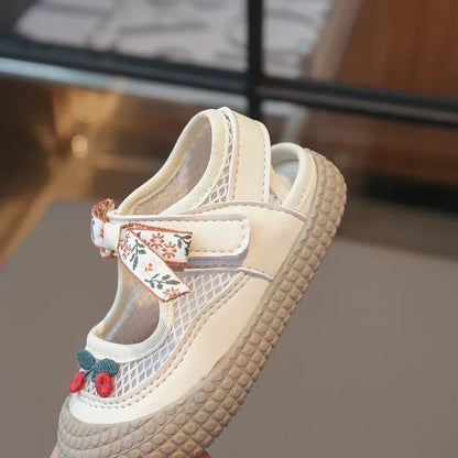 Baby Girls Sandals Cut-outs Cherry Children Beach Shoes Toddler Kids Summer Princess Shoes Anti Slip Soft Sole Babies Sandals