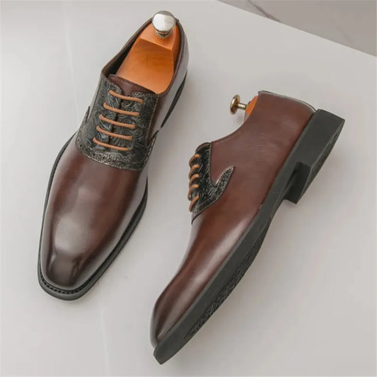 Fashion Designer New Men's Pointed Lace Up Oxford Shoes Male Wedding Dress Homecoming Formal Wedding Footwear