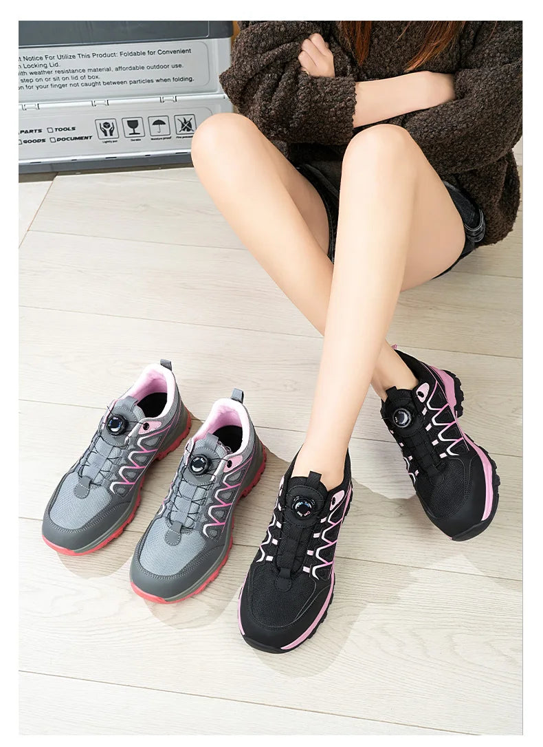 Rotating Button New Safety Shoes Women Anti-smash Anti-puncture Work Shoes Fashion Female Sport Shoes Security Protective Shoes