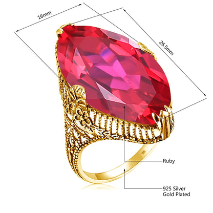 Marquise Stone Amethyst Ring 925 Antique Silver For Women Trend Luxury Party Jewelry Birthstone Gems Unique Handmade Gift