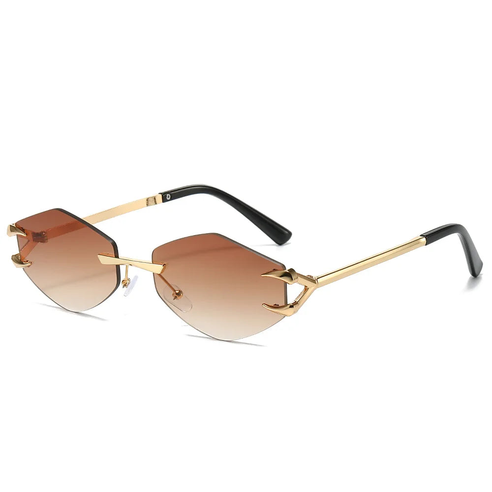 Women's Sunglasses Fashion Rimless Rhombus Sun Glasses for Female