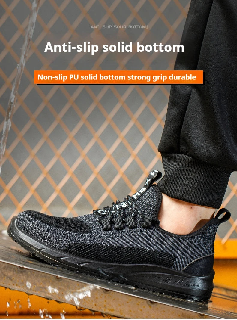 Breathable Work Sneakers Men Safety Shoes Construction Steel Toe Work Shoes Safety Boots Men's Puncture Proof Summer Work Shoes