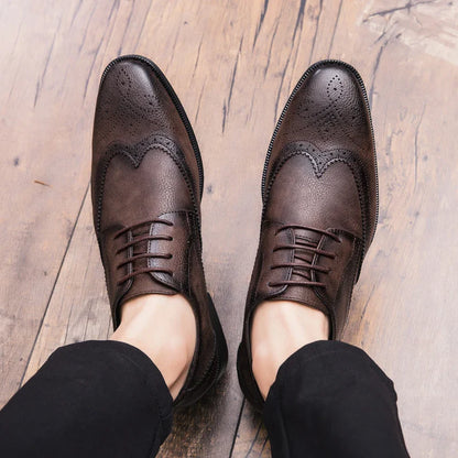 Men's Dress Shoes High Quality Oxford Leather Shoes Men Classic Casual Business Brogues Leahter Shoes Men Wedding Formal Shoes