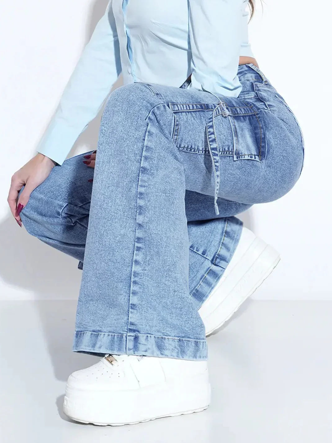 Women's Utility Denim Jeans - Multi-Pocket Work Pants