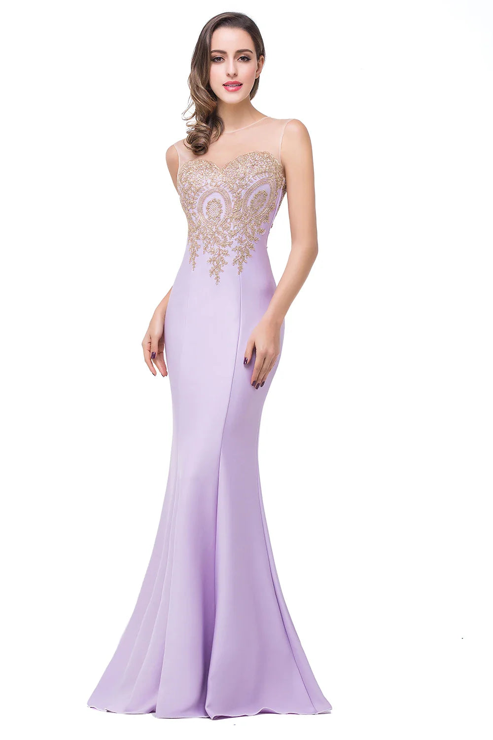 2024 Hot Sale Gold Appqulies Sweetheart Illusion Wedding Guest Gown Elegant Bridesmaid Dresses Maxi Floor Length Mermaid Gowns