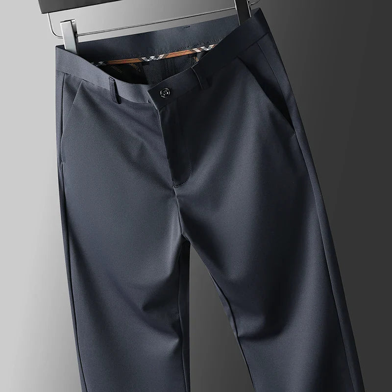 Men's Four-Way Stretch Business Casual Pants - Spring/Autumn Elastic Comfort Formal Dress Trousers for Office & Daily Wear