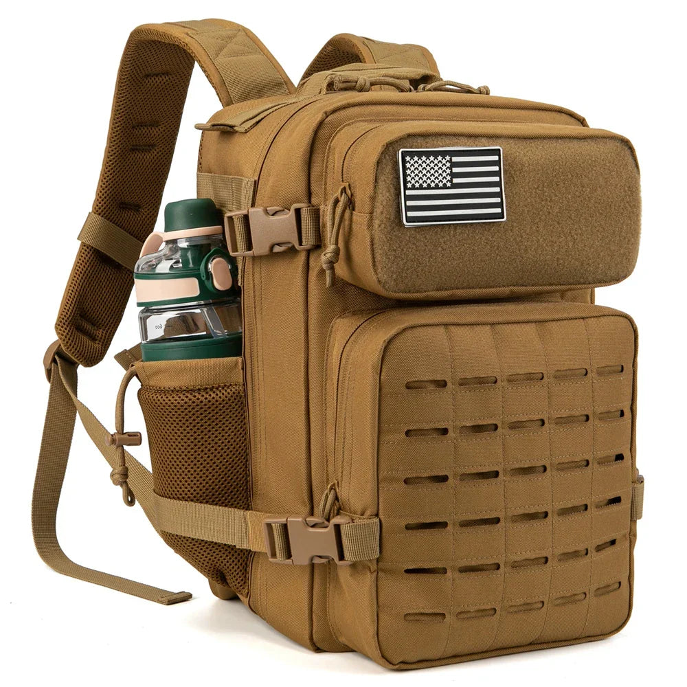 25L Tactical Backpacks for Men survival Laser Cut Molle Daypack Small Bug Out Bag Gym Hking Rucksack with Dual Cup Holders
