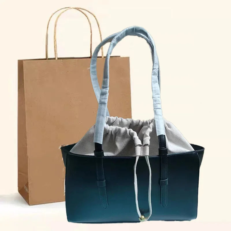 New Fashion Women's Bag Large Capacity Tote Shoulder Bag Leather String Commuting Basket Handbag For Women Vacation