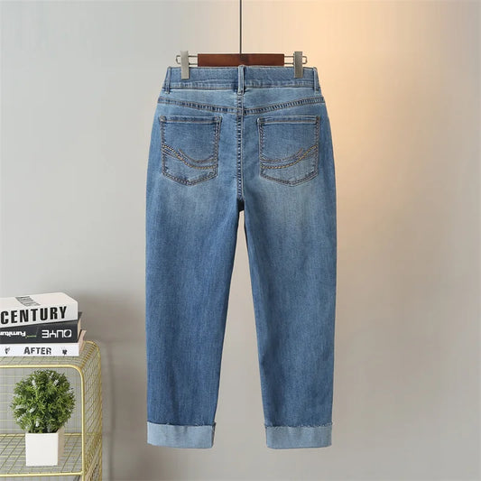 Large Size Jeans Women's Ankle-Length Pants