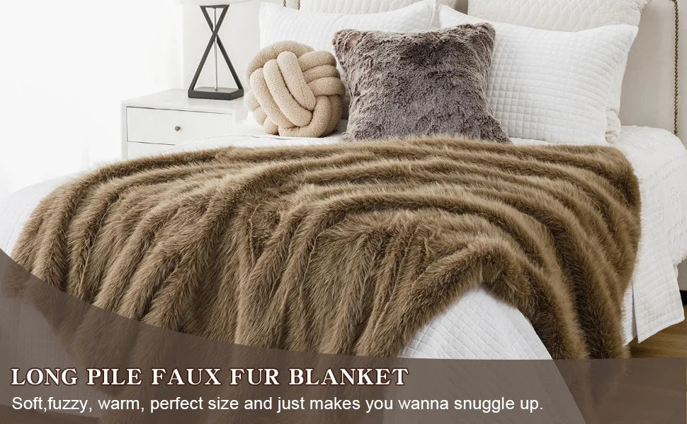 Fluffy Soft Blankets Luxury Fur blanket for Bed Sofa Mink Faux Fur Throw and Blankets Large Warm Blanket for Home Decor