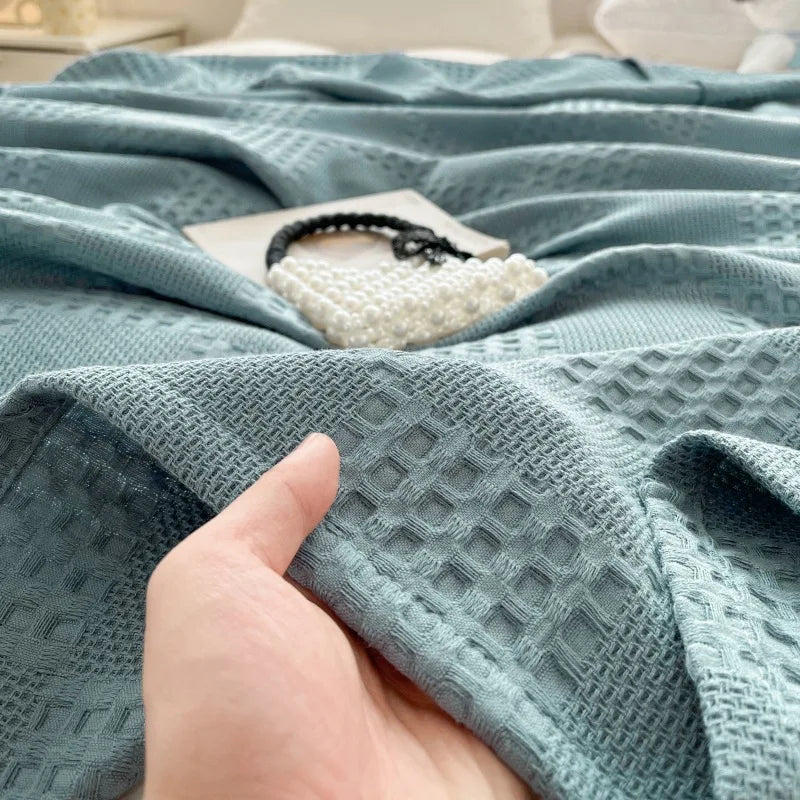 Cotton Throw Blanket Soft Breathable Waffle Blanket for Twin Queen King Bed Decorative Plaid Sofa Blankets Summer Throws