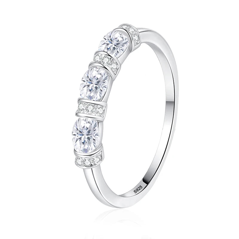Oval Cut Full Moissanite Ring for Women 925 Sterling Silver with White Gold Plated Lab Diamond Wedding Gemstone Rings