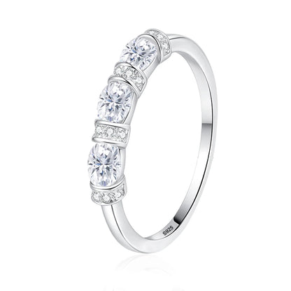 Oval Cut Full Moissanite Ring for Women 925 Sterling Silver with White Gold Plated Lab Diamond Wedding Gemstone Rings