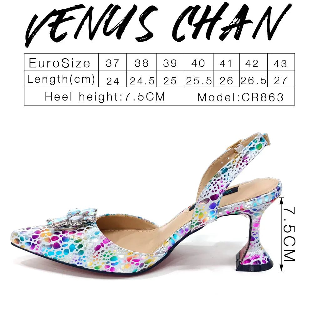 Champagne Color Thin Heels Pointed Toe Crystal Design Ladies Shoes Matching Bag Set For Women Weeding Party Pump
