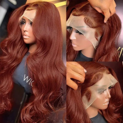 Reddish Brown 13x4 Body Wave Lace Frontal Wigs Human Hair 13x6 Hd Lace Frontal Wigs Human Hair Wigs Pre Plucked 4x4 Closure Wig
