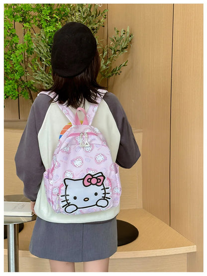Anime Cartoon Kuromi Melody Cinnamoroll Backpack Boys Girls Cartoon Hello Kitty Kawaii Canvas Fashion Children's Schoolbag
