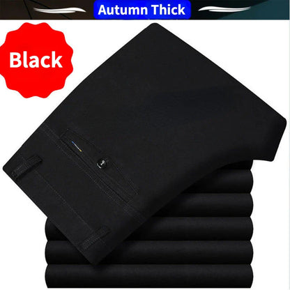 Men's Summer Thin Casual Suit Pants Autumn Thick 100% Cotton Classic Business Fashion Stretch Trousers Male Brand Clothes