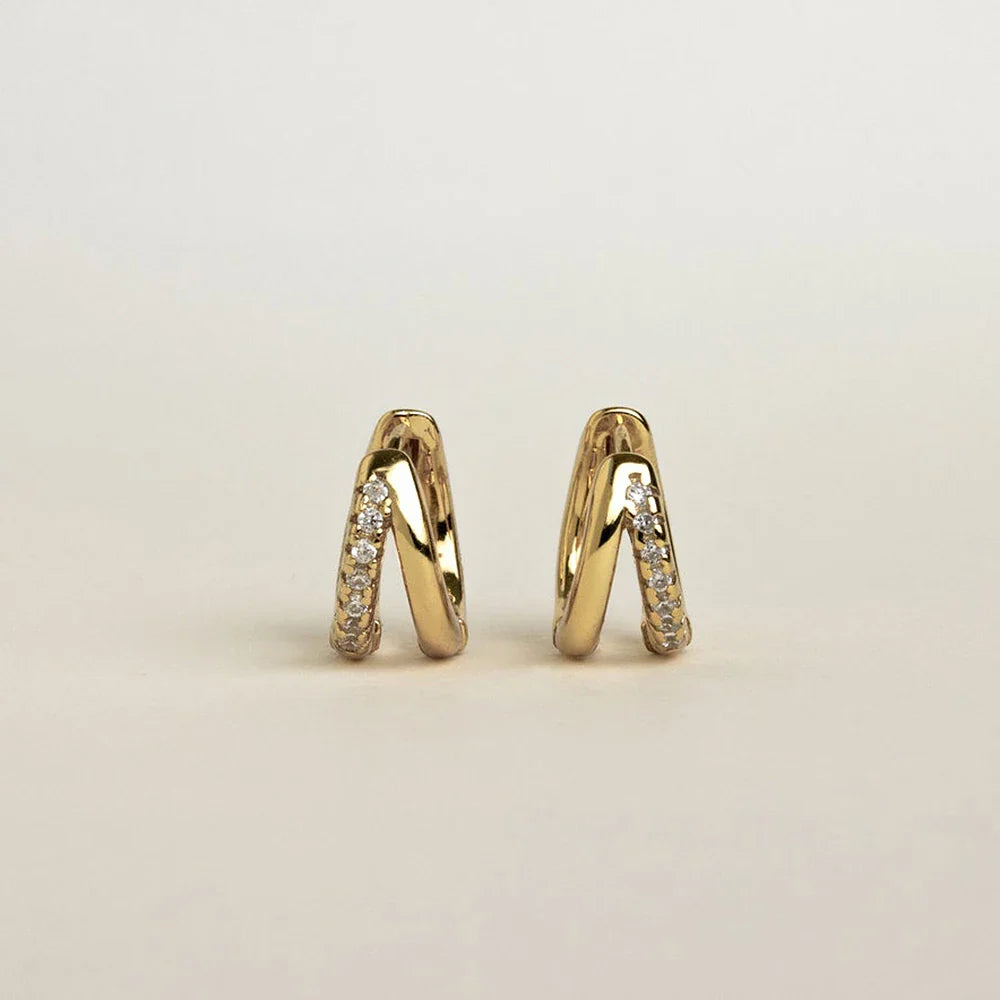 Double Hoop Huggie Moissanite Diamond Earrings for Women 925 Sterling Silver Plated 18k White Yellow Gold Earring Fine Jewelry