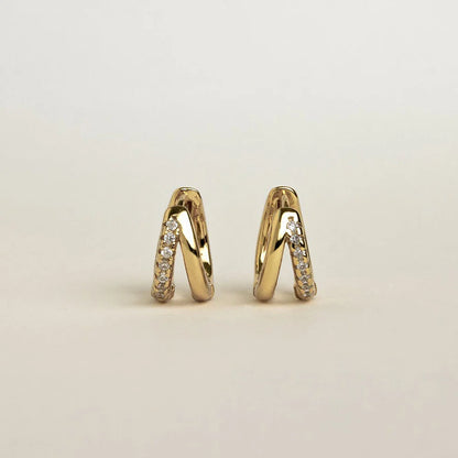 Double Hoop Huggie Moissanite Diamond Earrings for Women 925 Sterling Silver Plated 18k White Yellow Gold Earring Fine Jewelry