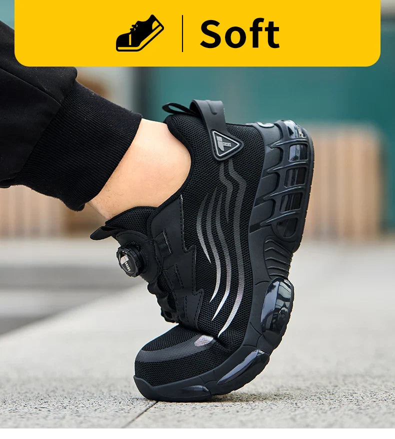 Rotary button new safety shoes for men, anti-impact and anti-piercing work shoes, fashionable men's sports shoes Tactical Boots
