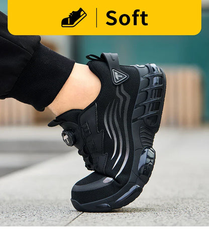 Rotary button new safety shoes for men, anti-impact and anti-piercing work shoes, fashionable men's sports shoes Tactical Boots