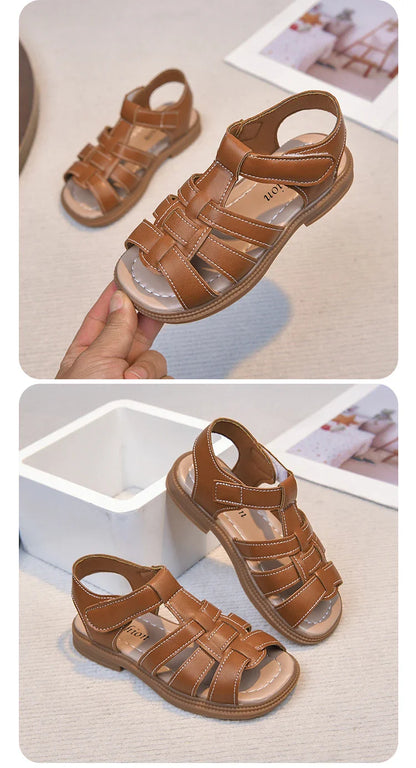 Kids Summer Sandals for Boys Girls Unisex Fashion Open Toes All Match Size 21-30 Children Beach Shoes Anti-skid Breathable Soft