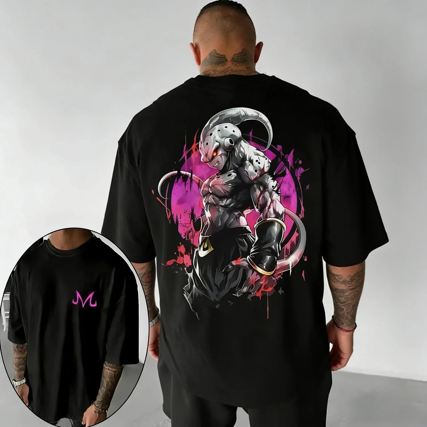 Anime Oversized Cotton T-shirt Summer New Majin Buu Print Neutral Street Hip-hop Loose Casual Short Sleeved Top