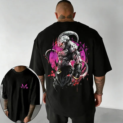 Anime Oversized Cotton T-shirt Summer New Majin Buu Print Neutral Street Hip-hop Loose Casual Short Sleeved Top