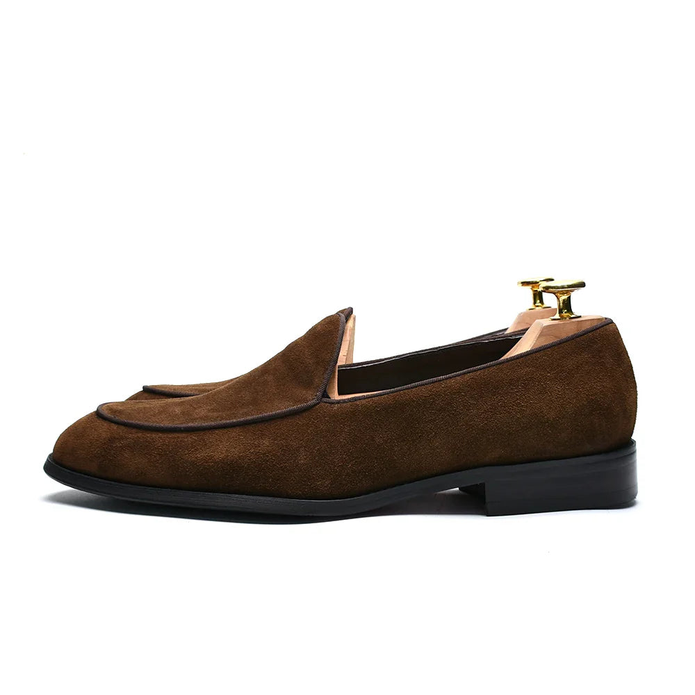 Luxury Italian Wedding Party Men's Loafer Dress Shoes Cow Suede Leather Slip-on Gentleman Fashion Suit Formal Shoes Man Footwear