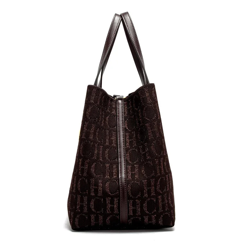 Women's Handbag Large Capacity Women's Simple Daily Commute Versatile Solid Color Letter Printed Design Shoulder Bag