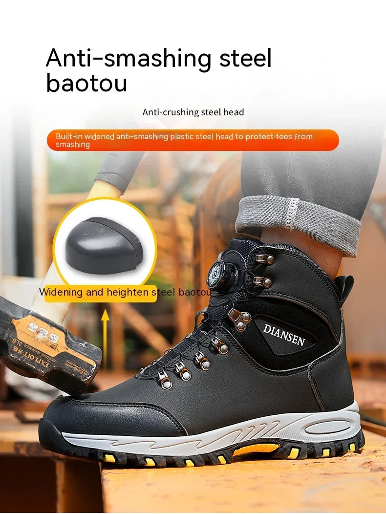 Puncture-Proof Protective Shoes Work Boots Tactical Boots Rotating Button Safety Shoes Men Work Sneakers Indestructible Shoes