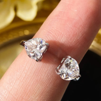 2pcs 1ct Heart Moissanite Stackable Rings for Women 925 Sterling Silver Plated 18k White Gold Diamond Wedding Ring