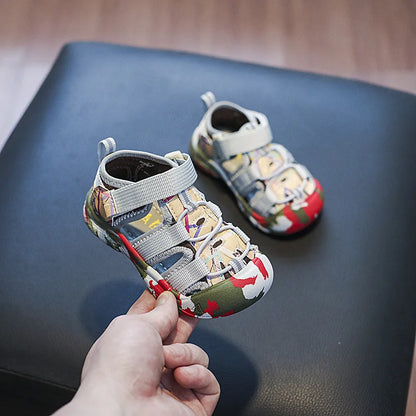 Summer Baby Sandals Boys Breathable Camouflage Sandals Girls Cool Hollow Shoes For Summer Kids Beach Sandals