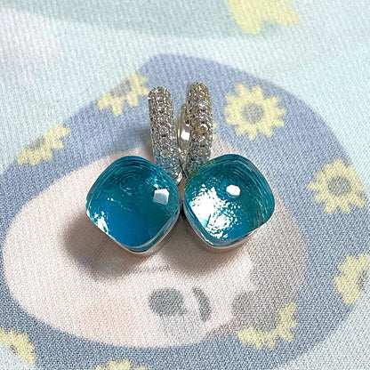 Classic Candy Color Earrings Inlay Transparent Zircon 27Colors Crystal Earrings Platinum Plated Fashion Jewelry For Women