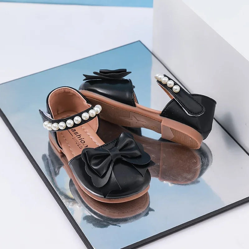 New Children Princess Sandals Sweet Pearl Summer Little Girl Wedding Party Shoes Elegant Fashion Kids Causal Pearl Flat Sandals