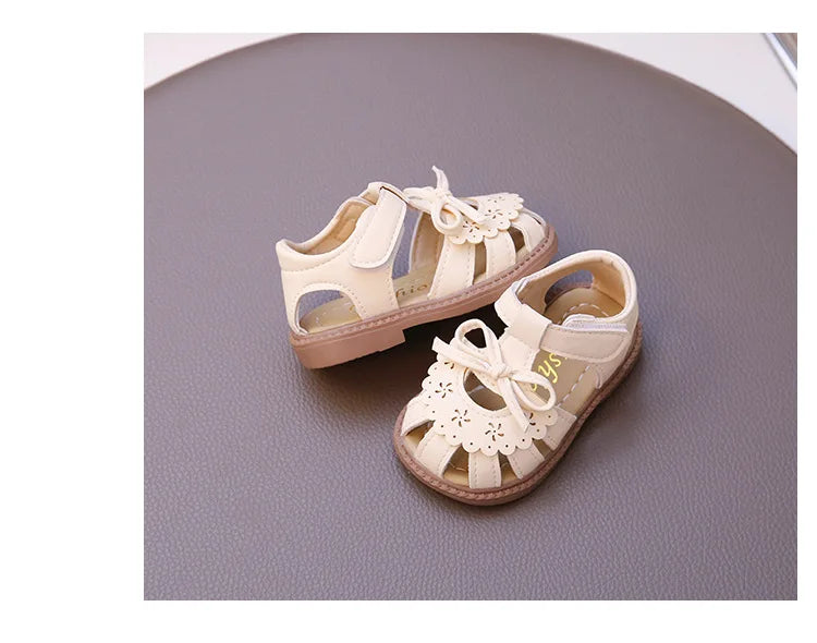 Summer Baby Girls Sandals Cut-Outs Lace Princess Shoes Children Sandals Anti Slip Soft Sole Toddler Kids Beach Shoes Size 15-25