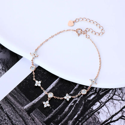 4-Leaf Clover GRA Certified 0.9cttw D Color Moissanite Diamond Bracelet for Woman 925 Silver Link Bracelets Fine Jewelry