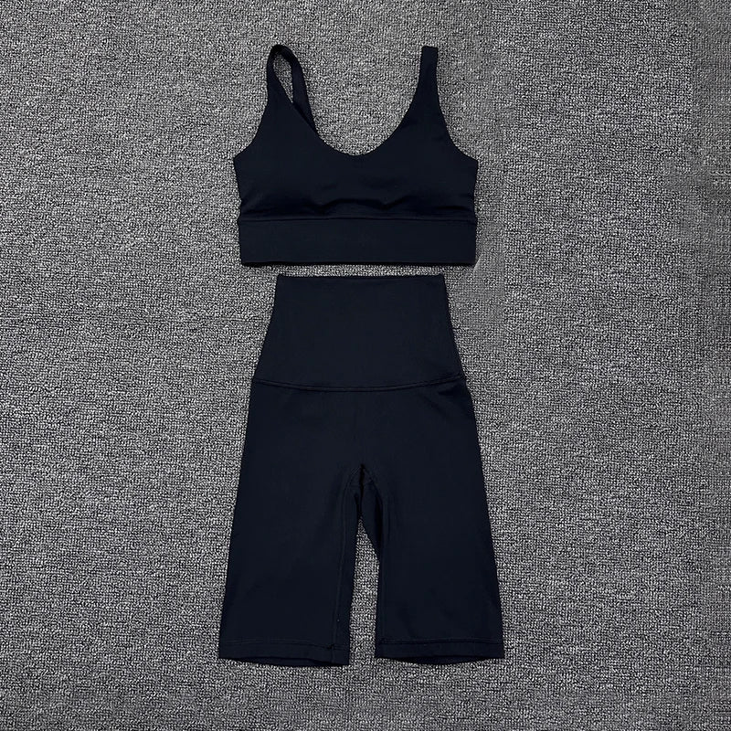 Nylon Short Sets Womens Clothing Sports Bra Cycling Shorts Workout Set Women's Tracksuit Gym Yoga Sexy Outfit Women 2023