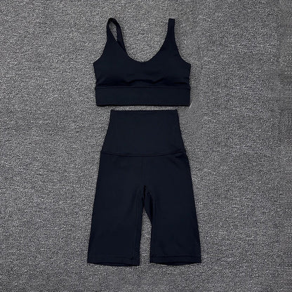 Nylon Short Sets Womens Clothing Sports Bra Cycling Shorts Workout Set Women's Tracksuit Gym Yoga Sexy Outfit Women 2023