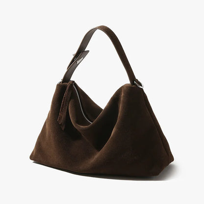 Genuine Leather Fashion Autumn Winter Boston Tote Soft Matte Suede Cow Leather Women's Handbag Shoulder Crossbody Bag For Women