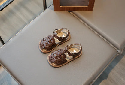 Kids Sandals 2026 Summer Sandals for Boy Fashion Children Cut-Outs Beach Shoes Braided Style Causal Walking Flat Sandals