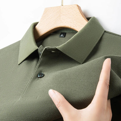 Classic Men Short Sleeve Polo Shirt 100% Mercerized Cotton Breathable Summer Golf Business Casual Athletic Tops