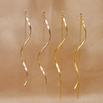 Accessories for Women Long Tassel Threader Earrings for Women Wave Shaped Simple Long Chain Earring Wedding Party Jewelry Gift