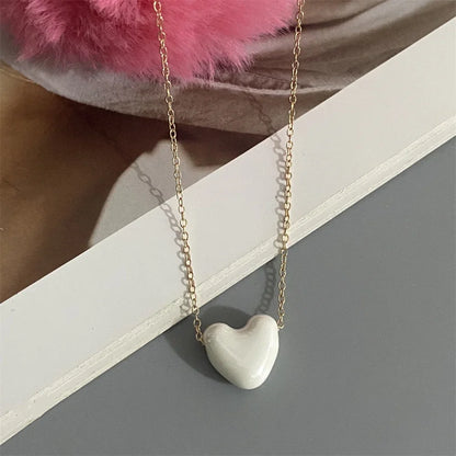 1 PC Fashion Love Heart Choker Necklace Various Color Gift Necklace Golden Color Link Chain Neck Jewelry