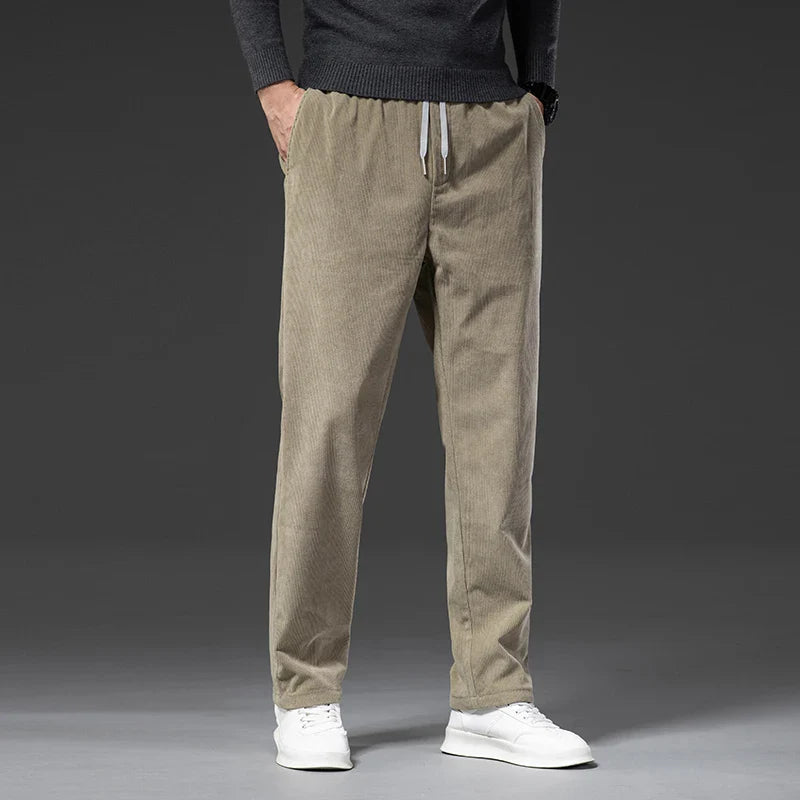 Men's Corduroy Straight Casual Pants Spring Autumn Business Leisure Fashion Trousers Regular Fit Male Pants Brand Clothes