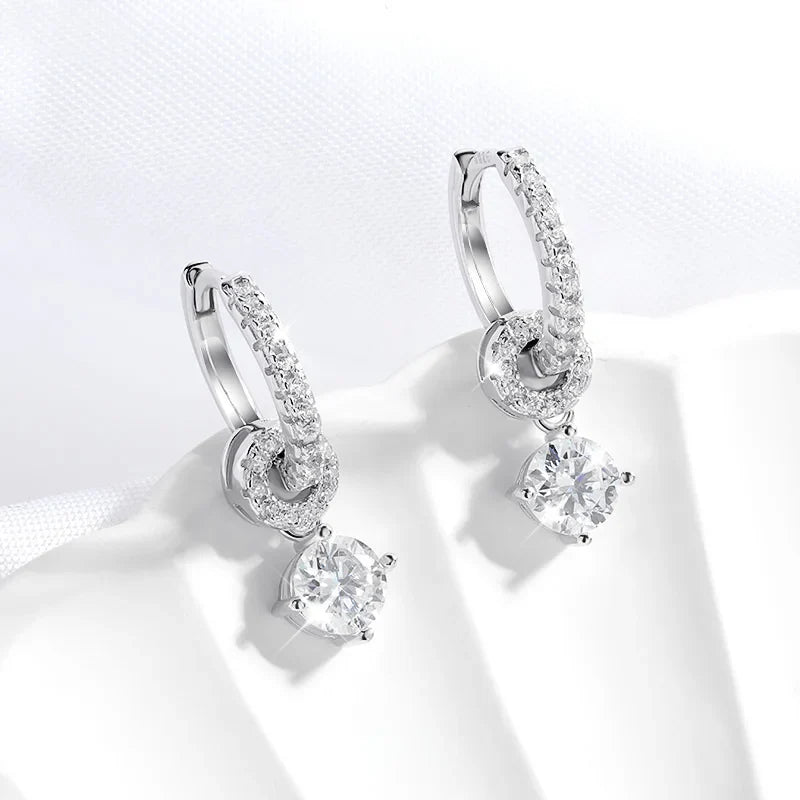 1ct White Gold Plated Moissanite Drop Earring for Women Sparkling Wedding Jewelry 100% 925 Solid Silver Earring Wholesale