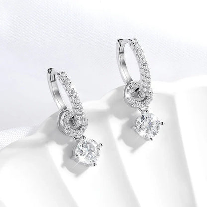 1ct White Gold Plated Moissanite Drop Earring for Women Sparkling Wedding Jewelry 100% 925 Solid Silver Earring Wholesale